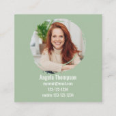 Green Connect with Me Photo QR Code  Quadratische Visitenkarte (Vorderseite)