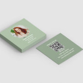 Green Connect with Me Photo QR Code  Quadratische Visitenkarte