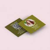 Green Connect with Me Photo QR Code  Quadratische Visitenkarte