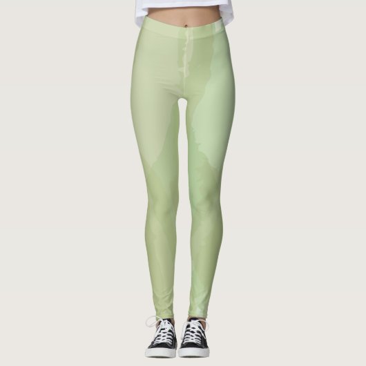 Green, cool, trendy watercolor abstract pattern leggings (Vorderseite)