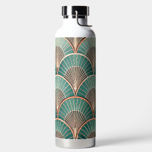 GREEN & COPPER ART DECO-PATTER TRINKFLASCHE