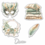 Green Copper Feathers Mask Boho Aufkleber (Vorderseite)