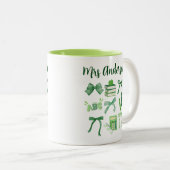 Green Coquette Bow Kindergarten Grundschullehrer Zweifarbige Tasse (VorderseiteRechts)