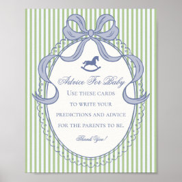 Green Coquette Bow Rocking Horse Advice for Baby Poster