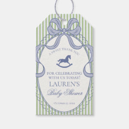 Green Coquette Bow Rocking Horse Baby Shower Favor Geschenkanhänger
