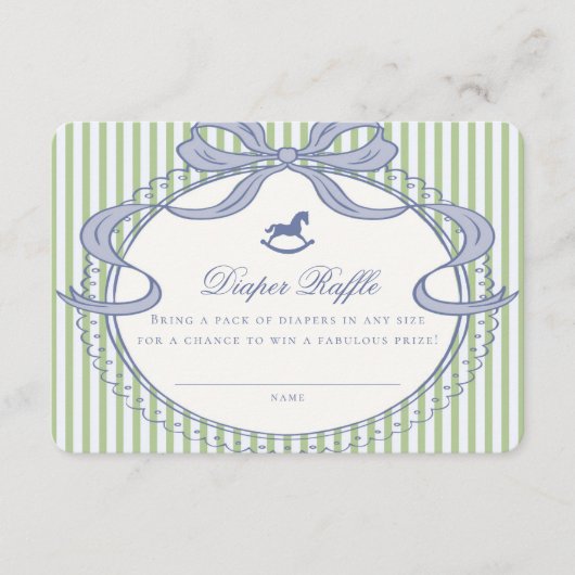 Green Coquette Bow Rocking Horse Diaper Raffle Begleitkarte (Vorderseite)