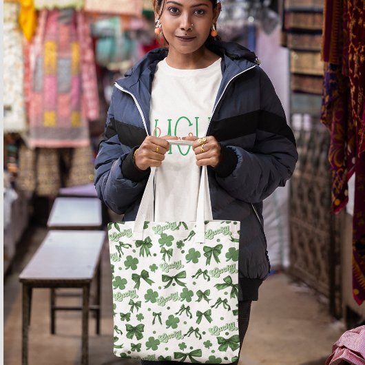 Green Coquette Lucky St Patrick's Day Pattern Tasche