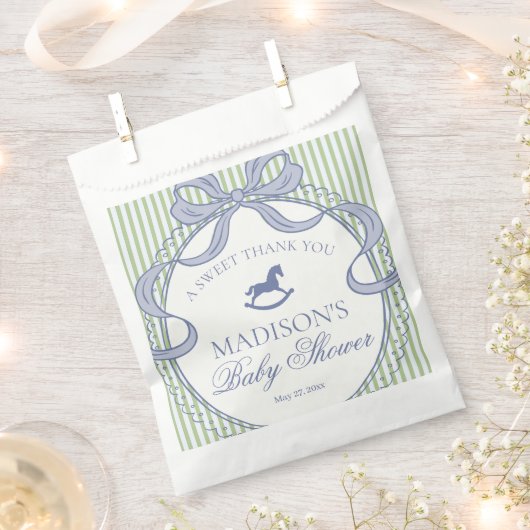 Green Coquette Rocking Horse Baby Shower Dessert Geschenktütchen (Ausgeschnitten)