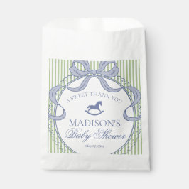 Green Coquette Rocking Horse Baby Shower Dessert Geschenktütchen