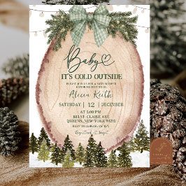 Green Coquette Rustic Winter Forest Baby Shower Einladung