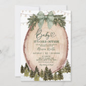Green Coquette Rustic Winter Forest Baby Shower Einladung (Vorderseite)