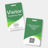Green Corporate Visitor Pass ID QR Code Ausweis (Vorder- & Rückseite)
