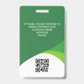 Green Corporate Visitor Pass ID QR Code Ausweis (Rückseite)