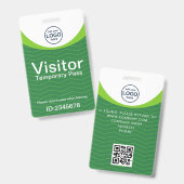 Green Corporate Visitor Pass ID QR Code Ausweis (Vorder- & Rückseite)
