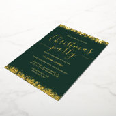 Green Corporate Weihnachts-Party Gold Snowflakes Folieneinladung (Gedreht)