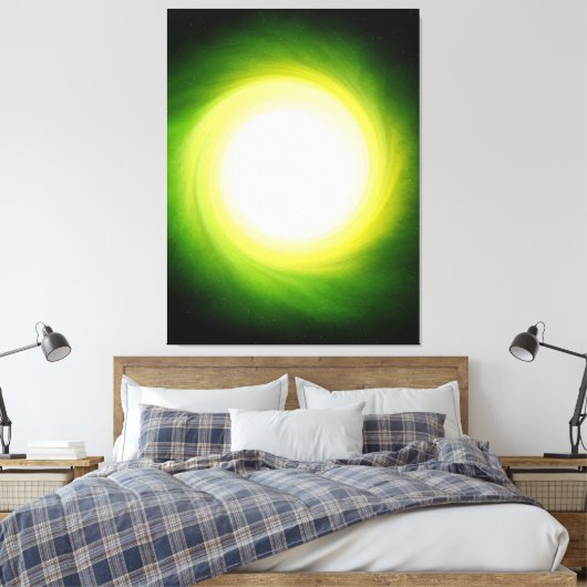 Green Cosmic Black Hole Stretched Canvas Print Leinwanddruck (Insitu (Schlafzimmer))