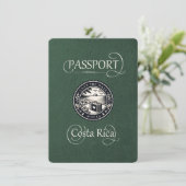 Green Costa Rica Passport Save The Date (Stehend Vorderseite)