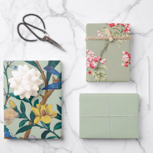 Green Cotgor Vintag Floral Girl Geschenkpapier Set