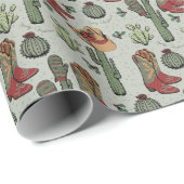 Green Country Cowboy Howdy Weihnachten Geschenkpapier (Rolleneckpunkt)