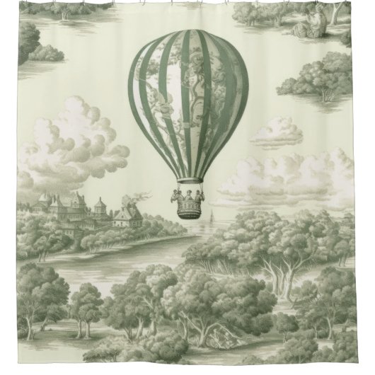 Green Countryside Hot Air Balloon Toile (1) Duschvorhang (Vorderseite)