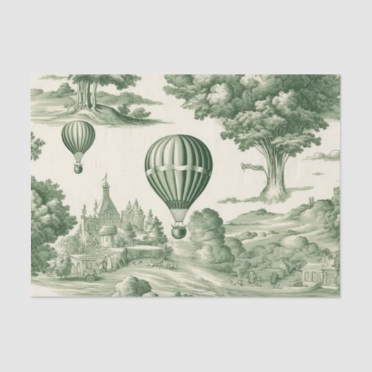 Green Countryside Hot Air Balloon Toile (4) Seidenpapier (Vorderseite)