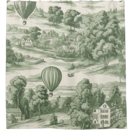Green Countryside Hot Air Balloon Toile (6) Duschvorhang (Vorderseite)