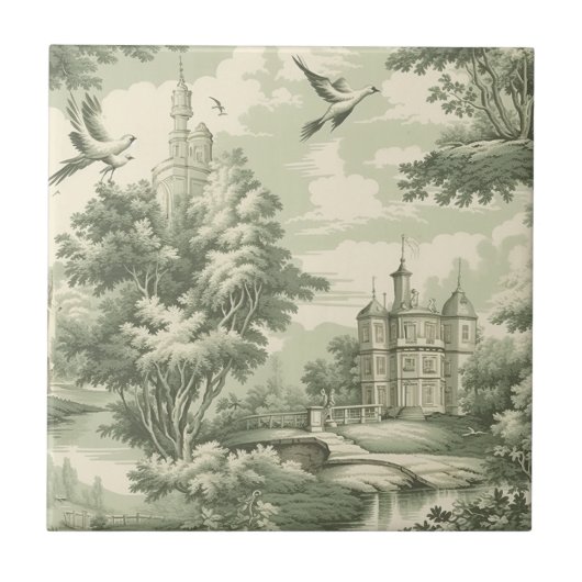 Green Countryside Hot Air Balloon Toile (6) Fliese (Vorderseite)