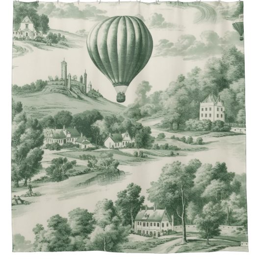 Green Countryside Hot Air Balloon Toile (9) Duschvorhang (Vorderseite)