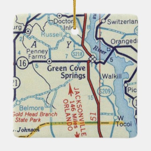 Green Cove Springs Map Keramikornament (Rückseite)