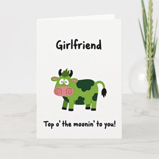 Green Cow Pattern Girlfriend Card Karte (Vorderseite)