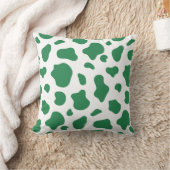 Green Cow Print Decorative Pillow Kissen (Decke)