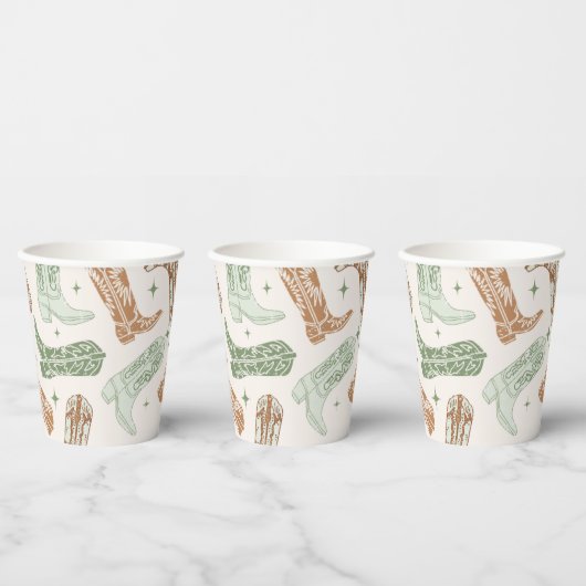 Green Cowboy Boot Paper Cups Pappbecher (Multi)