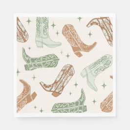 Green Cowboy Boot Party Napkins Serviette
