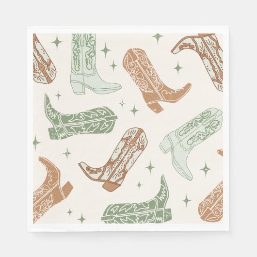 Green Cowboy Boot Party Napkins Serviette (Vorderseite)