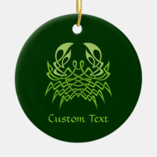 Green Crab Celtic Knot Keramik Ornament