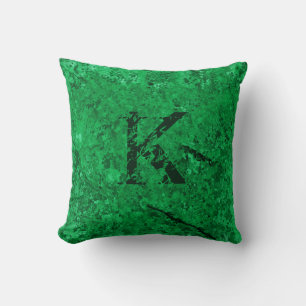 Green Cracked Natural Rock Textur Custom Monogram Kissen