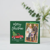 Green Craft Tape Pinsel Script Truck Weihnachten Postkarte (Stehend Vorderseite)