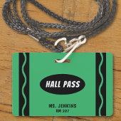 Green Crayon Lehrer Student Hall Pass Ausweis