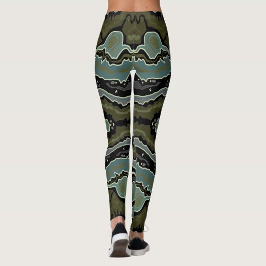 Green Crazy Lace Agate Funky Boho Leggings (Rückseite)