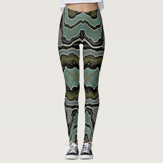 Green Crazy Lace Agate Funky Boho Leggings (Vorderseite)