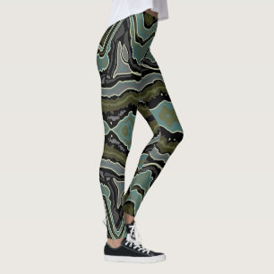 Green Crazy Lace Agate Funky Boho Leggings