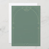 Green & cream Art Deco Style Wedding Invitation Einladung (Vorne/Hinten)