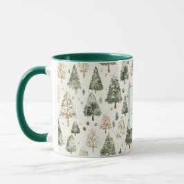 Green Cream Christmas Trees Tasse