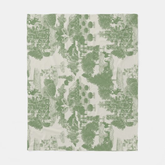 Green Cream Christmas Winter Wonderland Fleecedecke (Vorderseite)