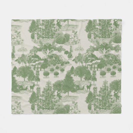 Green Cream Christmas Winter Wonderland Fleecedecke (Vorderseite (Horizontal))