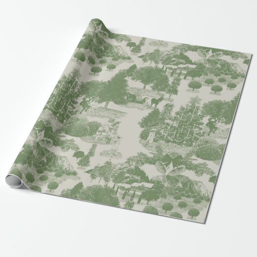 Green Cream Christmas Winter Wonderland Geschenkpapier (Ungerollt)