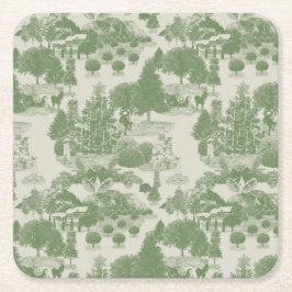 Green Cream Christmas Winter Wonderland Rechteckiger Pappuntersetzer