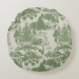 Green Cream Christmas Winter Wonderland Rundes Kissen