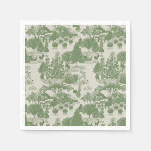 Green Cream Christmas Winter Wonderland Serviette (Vorderseite)