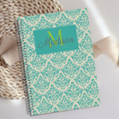 Green Cream Damask Niedlich Girly Trendy Monogram Planer